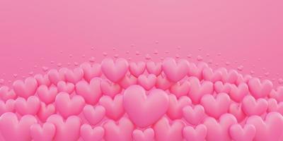 día de san valentín, concepto de amor, fondo de superposición de forma de corazón rosa 3d foto