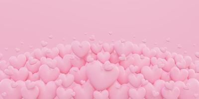 Valentine s day, love concept, pink 3d heart shape overlap background photo