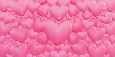 día de san valentín, concepto de amor, fondo de superposición de forma de corazón rosa 3d foto
