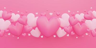día de san valentín, concepto de amor, fondo de superposición de forma de corazón 3d colorido foto
