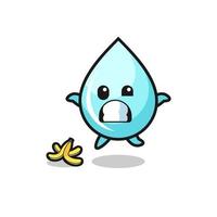 water drop cartoon is slip on a banana peel vector