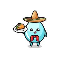 water drop Mexican chef mascot holding a taco vector