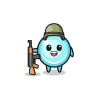 cute bubble mascot as a soldier vector