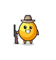 mascota de cazador de huevos de oro sosteniendo una pistola vector