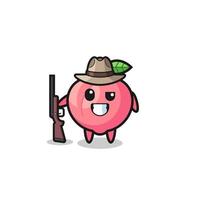 peach hunter mascot holding a gun vector