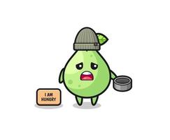 cute guava beggar cartoon character vector