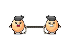 cute egg character is playing tug of war game vector
