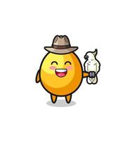 golden egg zookeeper mascot with a parrot vector