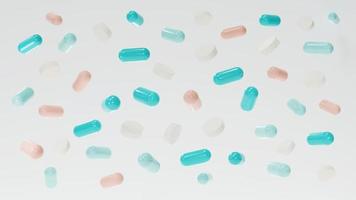 floating drug capsule on white background photo
