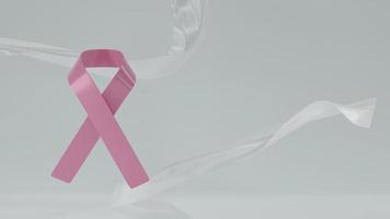 pink ribbon on white background, Breast cancer awareness concept