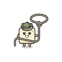 the tofu cowboy with lasso rope vector