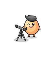 egg astronomer mascot with a modern telescope vector