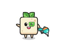 dibujos animados de tofu como futura mascota guerrera vector