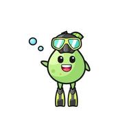 the guava diver cartoon character vector