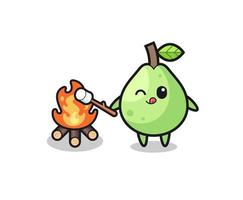 guava character is burning marshmallow vector