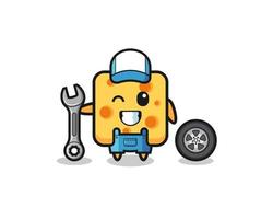 the cheese character as a mechanic mascot vector