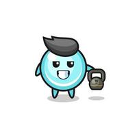 bubble mascot lifting kettlebell in the gym vector