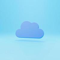 3d render. A cloud that hangs in the air. Trendy cloud 3d render icon isolated on blue background photo