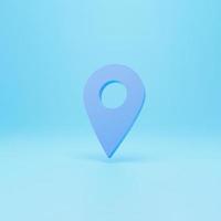 LOCATION pin arrow. The concept of tagging a sign landmark needle tip to create a route search. Isolated on blue background 3D rendering photo