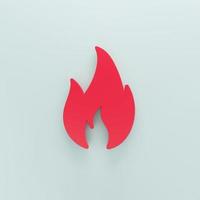 Red Fire flame icon isolated on gray background. Heat symbol. Minimalism concept. 3d illustration 3D render photo