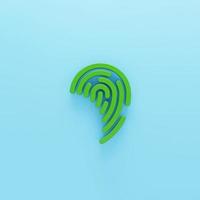 Volumetric green Fingerprint icon isolated on blue background. 3D rendered digital symbol. Modern icon for website, internet marketing, presentation, logo design template element. photo