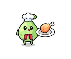 guava fried chicken chef cartoon character vector