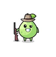 guava hunter mascot holding a gun vector