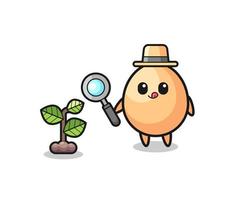 cute egg herbalist researching a plants vector