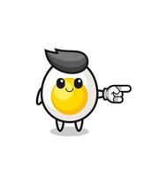 boiled egg mascot with pointing right gesture vector