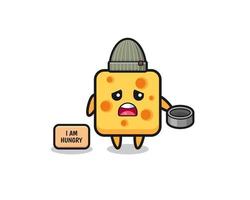 cute cheese beggar cartoon character vector