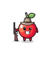 cherry hunter mascot holding a gun vector