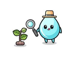 cute water drop herbalist researching a plants vector