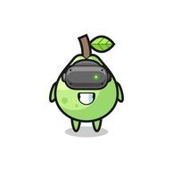 cute guava using VR headset vector