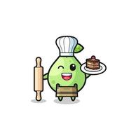 guava as pastry chef mascot hold rolling pin vector