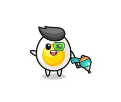 boiled egg cartoon as future warrior mascot vector