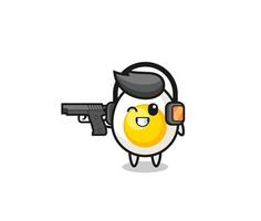 illustration of boiled egg cartoon doing shooting range vector