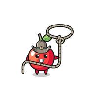 the cherry cowboy with lasso rope vector