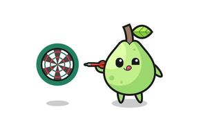 cute guava is playing dart vector