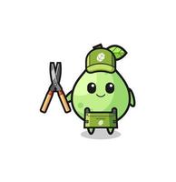 cute guava as gardener mascot vector