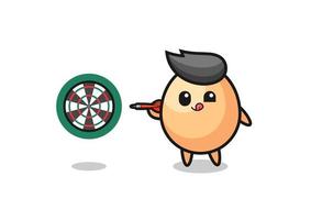 cute egg is playing dart vector