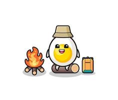 camping illustration of the boiled egg cartoon vector