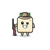 tofu hunter mascot holding a gun vector