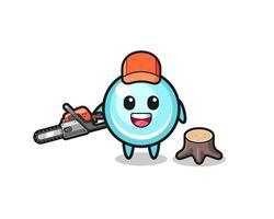 bubble lumberjack character holding a chainsaw vector