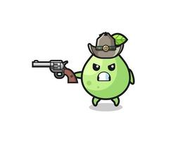 the guava cowboy shooting with a gun vector