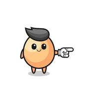 egg mascot with pointing right gesture vector