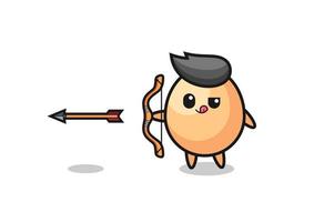 Ilustración de personaje de huevo haciendo tiro con arco