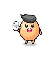 egg character doing stop gesture vector
