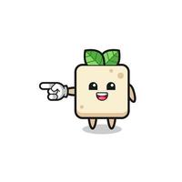 tofu cartoon with pointing left gesture vector