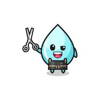 water drop character as barbershop mascot vector