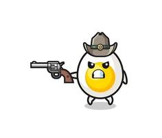 the boiled egg cowboy shooting with a gun vector